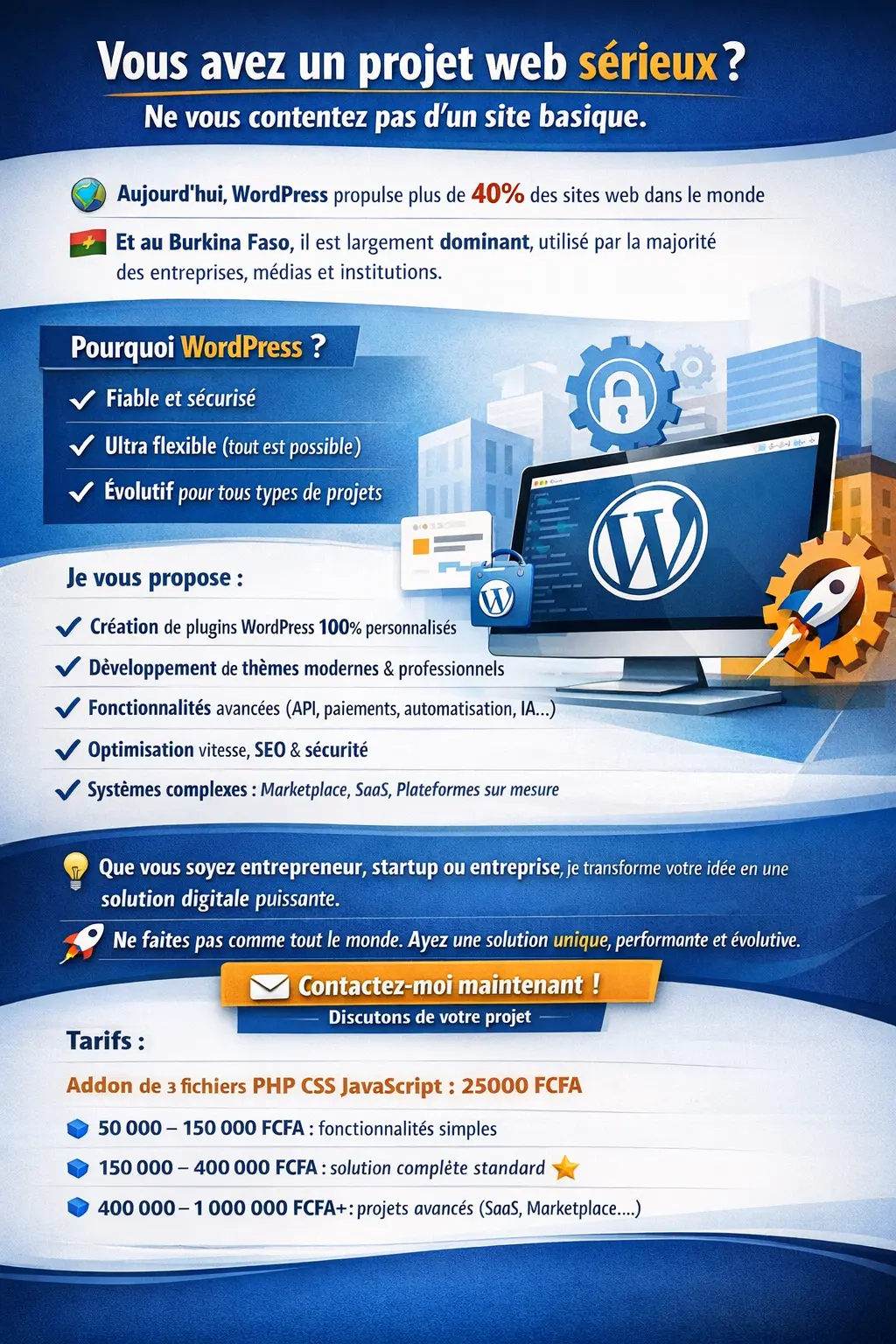 Création de Plugins & Thèmes WordPress Sur-Mesure ⚡